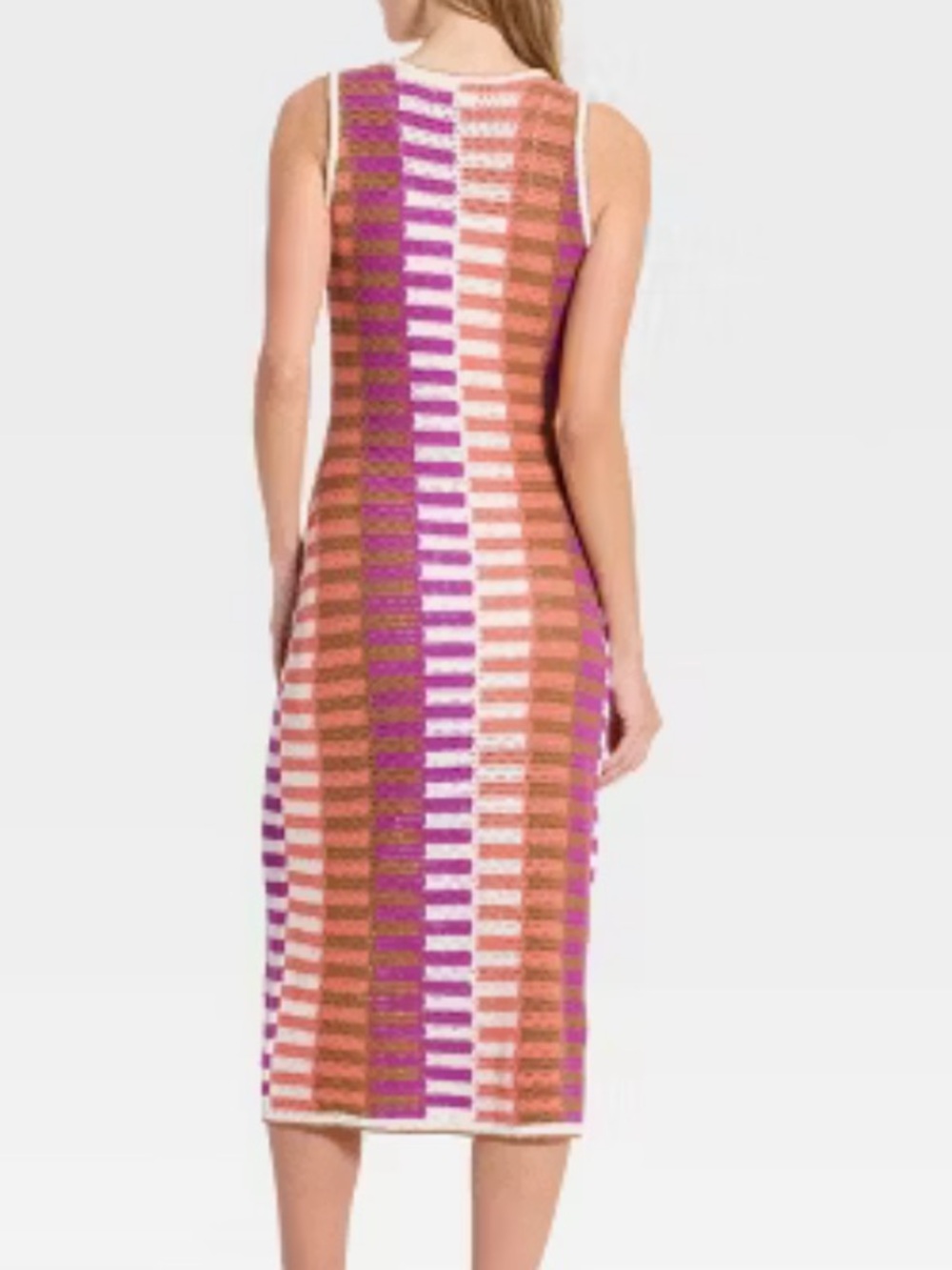 Sleeveless Crochet Maxi Dress in Pink, Peach, White and Brown - Picture 10 of 11